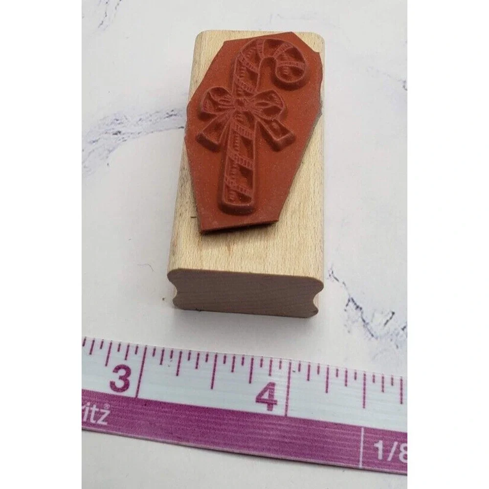 Christmas Themed Lot of 5 Holiday Wood Mounted Rubber Stamps